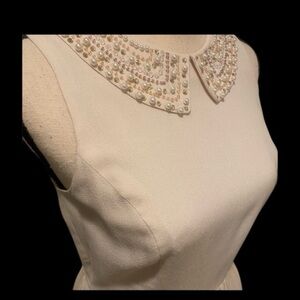 Kenzie Women’s Sleeveless Cream Pearls Beads Rhinestones AccentedPretty size 4